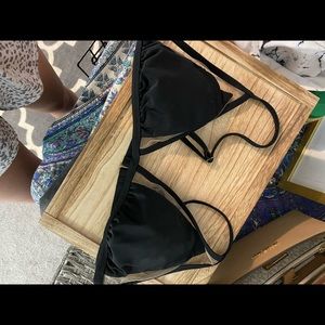 Black and mesh bikini top